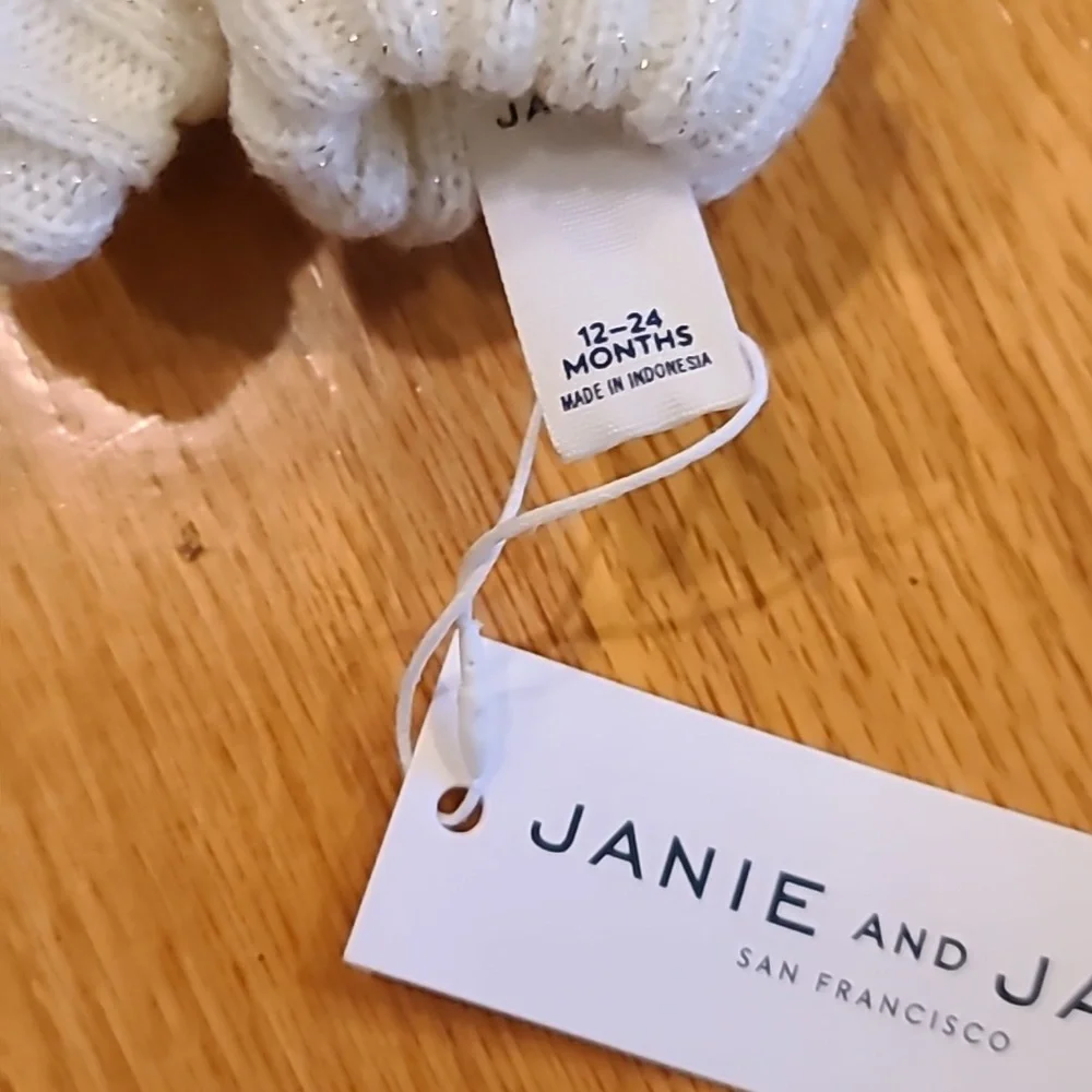 Janie & Jack Cream Bow Mittens 12-24 Months